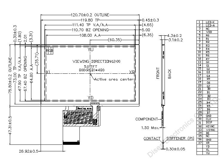 ZW-T050QWH-03P outline drawing