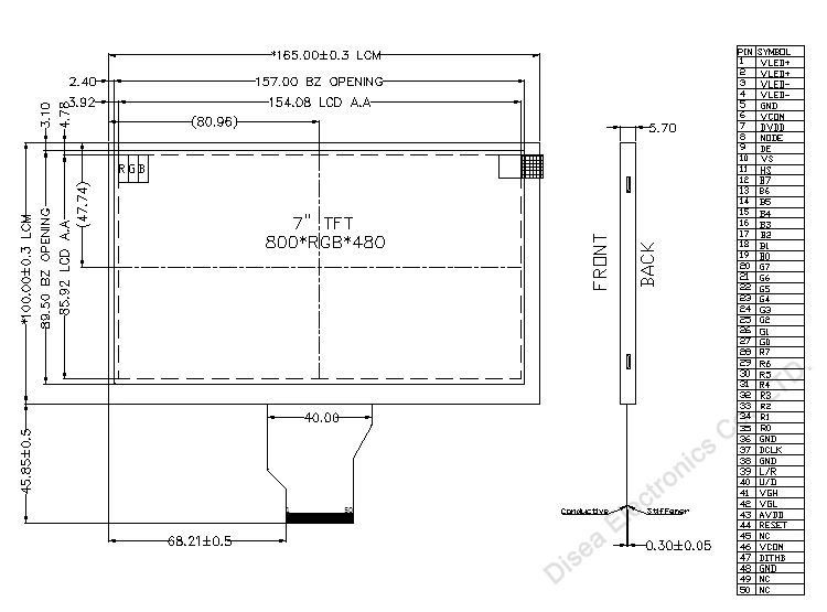 ZW-T070SWH-03 outline drawing