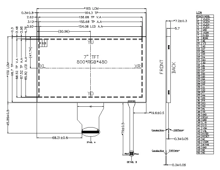 ZW-T070SWH-03P outline drawing