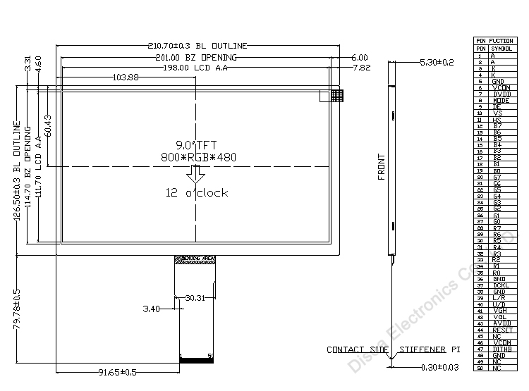 ZW-T090BWH-01 outline drawing