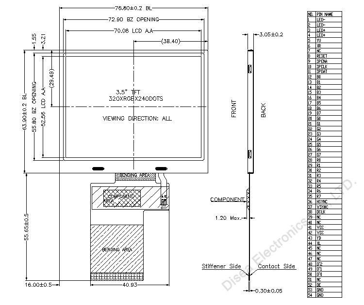 ZW-T035HLS-01 ouline drawing