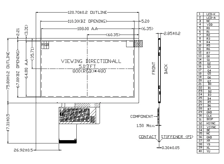 ZW-T050BWSA-02 outline drawing