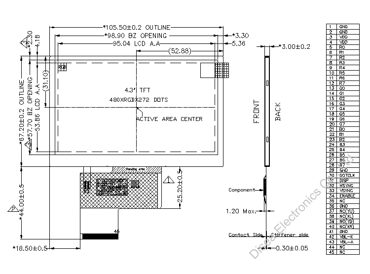 ZW-T043QPH-15 outline drawing