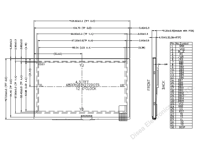 ZW-T043QPS-01P-B outline drawing